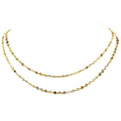 Estate 28.02cts Fancy Multicolor Diamond 18K Yellow Gold 35" Long Diamond By the Yard Chain Necklace