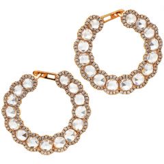 Estate 3.77cts Rose Cut Diamond 18K Rose Cut Hoop Earrings