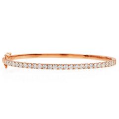 Elegant 2.34ct Diamond 18K Rose Gold Classic Line Bangle Bracelet