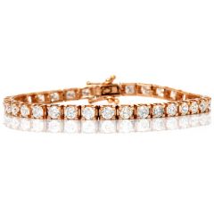 Classic 6.90cts Round Cut Diamond 18K Rose Gold Tennis Line Link Bracelet