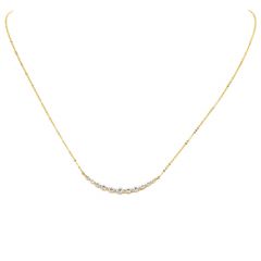 Estate Graduated 1.01cts Diamond 14K Yellow Gold Smile Pendant Chain Necklace