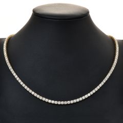 Elegant 17.82Cts Diamond Yellow Gold Tennis Line Link Necklace