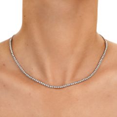 Estate 2.08cts Diamond 14K White Gold Tennis Line Link Chain Necklace