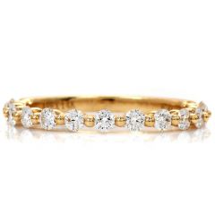 Estate Diamond 14K Yellow Gold Semi Eternity Modern Stackable Wedding Band