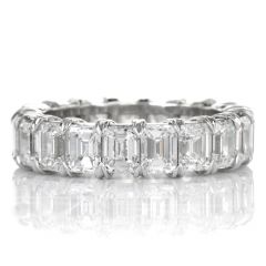 GIA 5.89cts Emerald  Diamond Platinum Eternity Ring Size 5 3/4