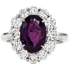 GIA 3.29cts Alexandrite Diamond Platinum Halo Flower Cocktail Ring