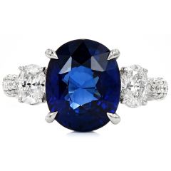  6.54ct Blue Sapphire Diamond Platinum Cocktail Ring