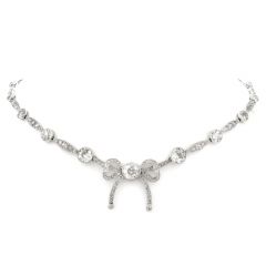 Antique Diamond Ribbon of Love Platinum Choker Necklace