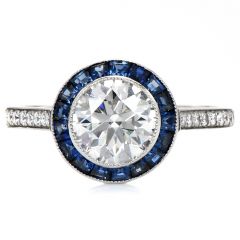 Tiffany & Co. 1.23ct Diamond Blue Sapphire Platinum Halo Engagement Ring
