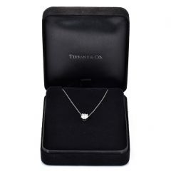 Tiffany & Co. Round Cut Diamond Platinum Classic Solitaire Chain Necklace