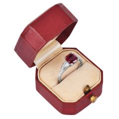 Tiffany & Co GIA Gübelin No-Heat Burma Ruby Diamond Platinum Ring|Dover Jewelry|