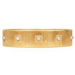  Buccellati Macri 18K Gold Diamond Wide Bangle Bracelet|Dover Jewelry|