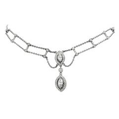 Estate 2.31ct Marquise Diamond Platinum Modern Dangle Drop Pendant Necklace