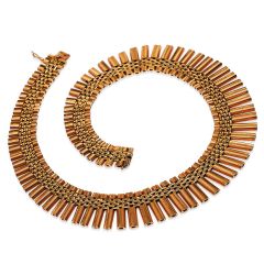 Vintage Retro 18K Yellow Gold Cleopatra Link Necklace