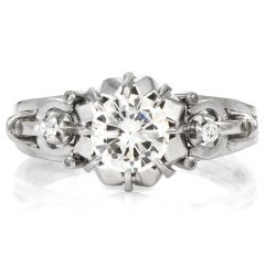 Vintage Retro 1.02cts Diamond Open Work Platinum Engagement Ring