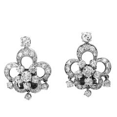 BOUCHERON PARIS Vintage Diamond Platinum Clip-on earrings