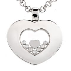 Chopard Happy Diamond Heart 18K White Gold 23 Inch Pendant Necklace