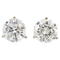 Estate 6.03cts Round Cut Diamond White Gold Martini Set Stud Earrings