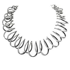Stefan Hefner Diamond 18K White Gold Spring Link Collar Necklace