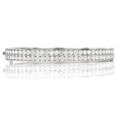 Estate Diamond 18K White Gold Semi Eternity Bangle Bracelet 
