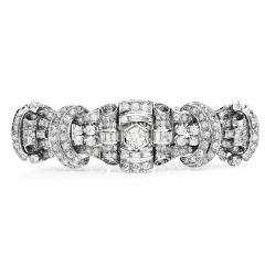 Vintage Art Deco Diamond Platinum Geometric Hexagon Link Bracelet