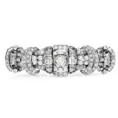Vintage Art Deco Diamond Platinum Geometric Hexagon Link Bracelet