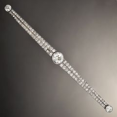 Antique Art Deco Old European Diamond Platinum  Bar Pin Brooch