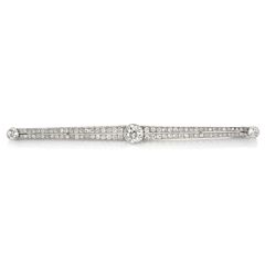 Antique Art Deco Old European Diamond Platinum  Bar Pin Brooch