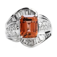 Statement Imperial Topaz Diamond  Platinum Cocktail Ring
