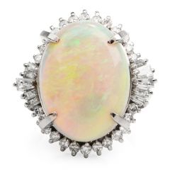 GIA 12.80 Carats Opal Diamond Platinum Halo Cocktail Ring