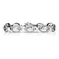 Estate Diamond 18K Gold Oval Style Link Bracelet-Dover Jewelry