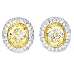 GIA 9.79cts Natural Yellow Diamond Halo Cluster Clip On  Stud Earrings