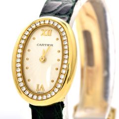 Cartier Montre Baignoire Diamond 18K Gold Vintage Ladies Watch