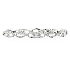 Vintage Diamond Platinum Elegant Geometric Link Bracelet-Dover Jewelry