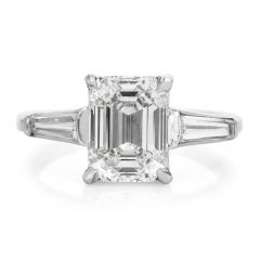 3.41cts GIA Emerald-Cut Diamond Baguette Platinum Engagement Ring