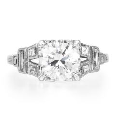 GIA 1.42 Carat Diamond Platinum Vintage Deco Engagement Ring