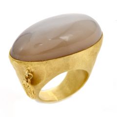 Jaleh Farhadpour Designer Cat's Eye 18K Gold Oval Cocktail Ring