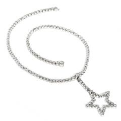Diamond 18K White Gold Riviera Star Tennis Link Necklace