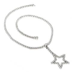 Diamond 18K White Gold Riviera Star Tennis Link Necklace