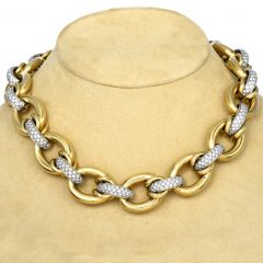 Nicolis Cola Diamond 18K Gold Cluster Large Link Chain Necklace