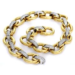 Nicolis Cola Diamond 18K Gold Cluster Large Link Chain Necklace