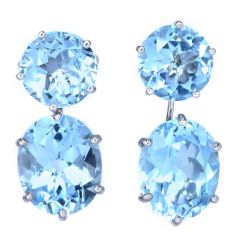 H. Stern Blue Topaz 18K Gold Day and Night Stud Dangle Earrings 
