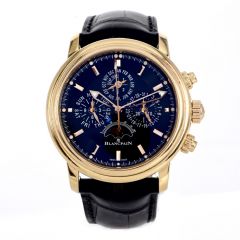 Blancpain Leman Perpetual Chronograph 18K Gold Leather Men's Watch