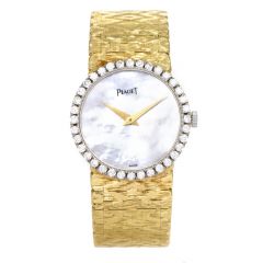 Piaget Vintage Diamond Mother of Pearl 18K Gold Ladies Watch