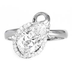 GIA Certified 1.50 Cat Pear Cut Diamond 14K White Gold Romantic Engagement Ring