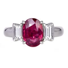GIA Burma Ruby Diamond Platinum Engagement Ring