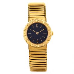 Bvlgari Tubogas 18K Yellow Gold Black Dial Swiss Ladies Watch