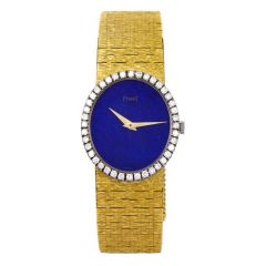 Vintage Piaget Diamond Lapis Dial 18 Karat Yellow Gold Ladies Watch