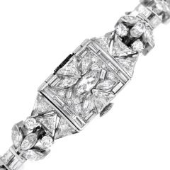 Antique Art Deco Hamilton Diamond Platinum Bracelet Covered Cocktail Watch