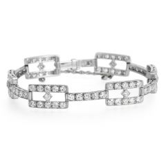 Deco 6.10cttw Diamond Platinum Geometric Link Bracelet-Dover Jewelry